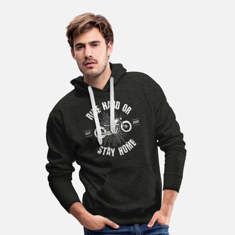 Motorcycle Ride Hard or Stay Home Hooded Fleece Graphic Hoodie for Men