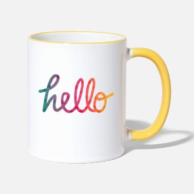 Geburt Hello Typografie Regenbogen - Tasse zweifarbig