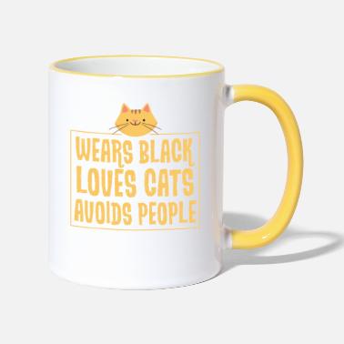 Comic Wear black - dear cats - avoid people - Two-Tone Mug
