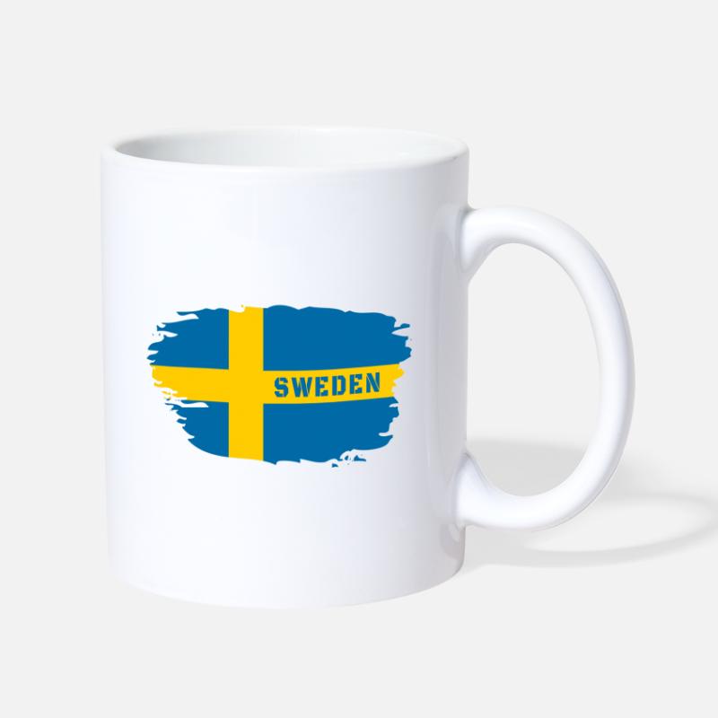 leicht und bruchsicher Hochwertige Emaille Tasse mit Schweden Flagge von MUGSY.de SCHWEDEN für Camping und Outdoor Fans