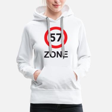 Fecha Zona de Escudo de Cumpleaños 57 - Sudadera con capucha premium mujer