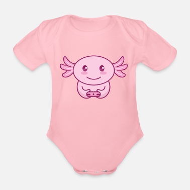 Axolotl gamer gamble play daddeln gaming gambler - Organic Short-Sleeved Baby Bodysuit