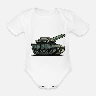 Militär Tecknad militär tank krig zon T-shirt - Ekologisk kortärmad babybody