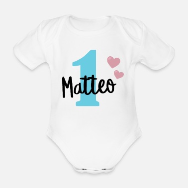 Kreativ Matteo förnamn 1 års baby 1: a födelsedagspresent - Ekologisk kortärmad babybody