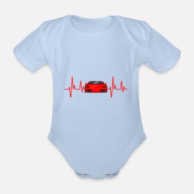 Sportbil EKG - hjärtslag bil / bil / sportbil - Ekologisk kortärmad babybody