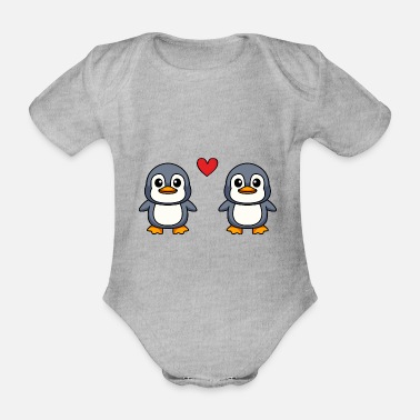 Pool Pingvin komiska par kärlek - Ekologisk kortärmad babybody