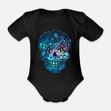 Skull Sugar Skull, Skalle Space, Galaxy Style - Ekologisk kortärmad babybody