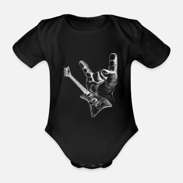 Hårdrock Rockmusikskjorta - Rockerhand, gitarr - Ekologisk kortärmad babybody