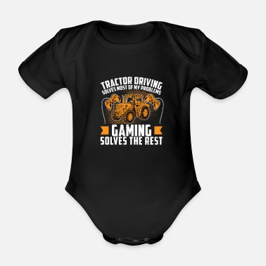 Pc Tractor Driving Solves Problems Gaming Solves The - Organic Short-Sleeved Baby Bodysuit