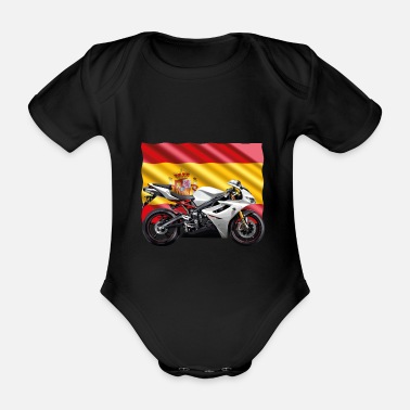 Spanska Motorcykel med spanska flaggan - Ekologisk kortärmad babybody