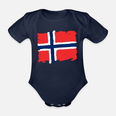 Norge Norge flagg- Norge flagga - Ekologisk kortärmad babybody