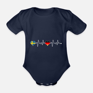 Tyskland Sweden Swedish Germany hjärtslagsflagga - Ekologisk kortärmad babybody