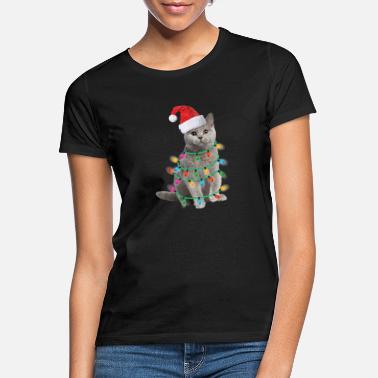 Santa Meowy Christmas Cat Christmas Santa Hat - T-skjorte for kvinner