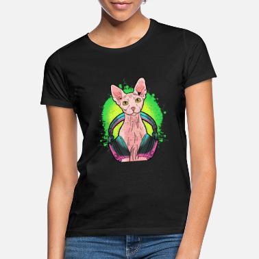Sfinksi Sphynx Cat Kitten Kuulokkeet Musiikki Lahja - Naisten t-paita
