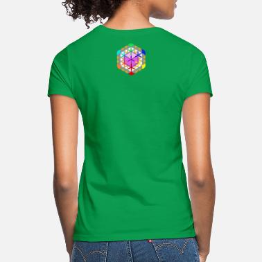 Platonisk Kropp Hexahedron Cube Cube i Flower of Life - T-skjorte for kvinner