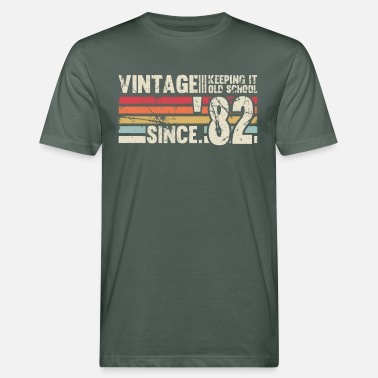 Data Vintage 1982 82 urodziny retro vintage prezent - Ekologiczna koszulka męska
