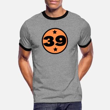 Kis 39 trettini sirkel oransje svart alder bursdag - Kontrast T-skjorte for menn