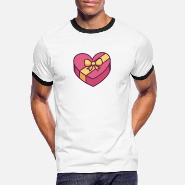 Bow Box Heart Shaped Gift Box With Bow - Men&#39;s Ringer T-Shirt