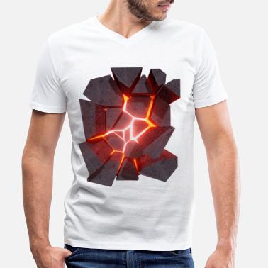 Braise Conception 3D de volcan de lave rougeoyante - T-shirt bio col V Homme