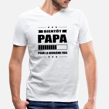 Deux BIENTÔT PAPA POUR LA DEUXIÈME FOIS - T-shirt bio col V Homme