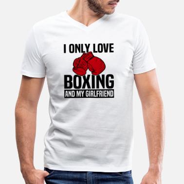 Kampf Boxer Boxhandschuhe Boxkampf Kampfsport - Männer Bio T-Shirt mit V-Ausschnitt