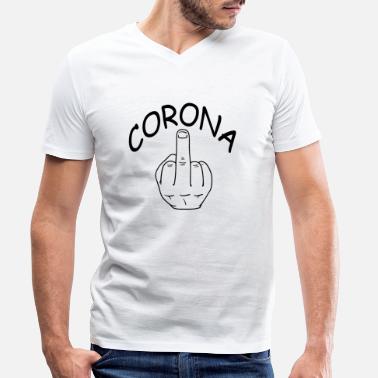 Protest Corona Stinkefinger Protest - Männer Bio T-Shirt mit V-Ausschnitt