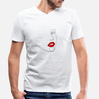 Glamourös Glamouröses Gesicht - Männer Bio T-Shirt mit V-Ausschnitt
