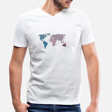 Mapy Podróże po mapie świata - Koszulka męska z dekoltem w serek