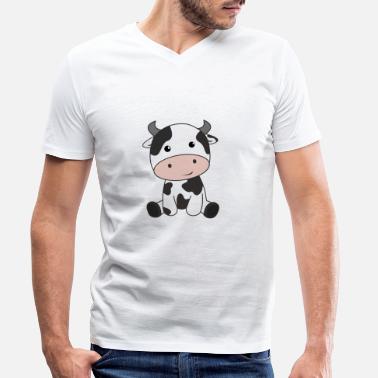 Kalb Kuh Kalb Baby Kühe Kuhflecken süße Tiere - Männer Bio T-Shirt mit V-Ausschnitt
