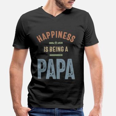 Glück Glück ist ein Papa zu sein Vatertag - Männer Bio T-Shirt mit V-Ausschnitt