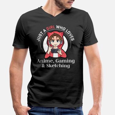 Culture Anime Girl Manga Lover Gaming Video Game Sketching - Men&#39;s Organic V-Neck T-Shirt