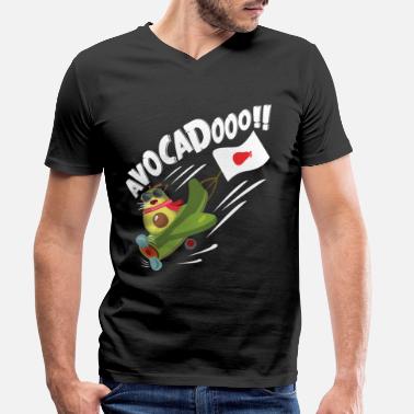 Kamikadze Zabawny myśliwiec T-shirt z awokado Kamikadze Pilot - Koszulka męska z dekoltem w serek