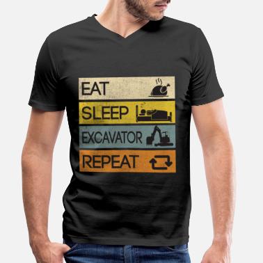 Tiefbau Bagger Baustelle Baggern Repeat - Männer Bio T-Shirt mit V-Ausschnitt