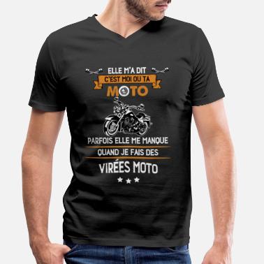 Deux Moto passion phrase marrante pour motard - T-shirt bio col V Homme