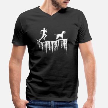 Laufen canicross cani zughundesport hundelauf zughund - Männer Bio T-Shirt mit V-Ausschnitt