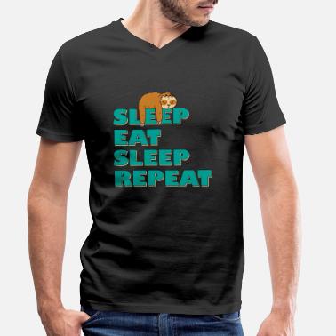 Rester Sleep Eat Sleep Repeat Sloth - Eat Sleep Repeat - T-skjorte med V-hals for menn