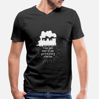 Steam Railway Steam Locomotive Train Gift - Men&#39;s Organic V-Neck T-Shirt