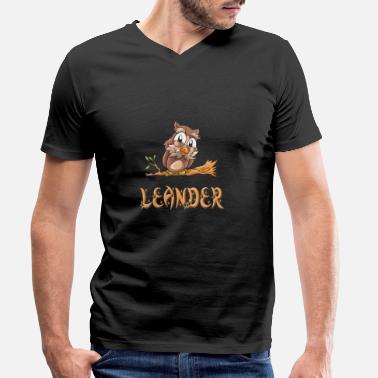 Leander Eule Leander - Männer Bio T-Shirt mit V-Ausschnitt