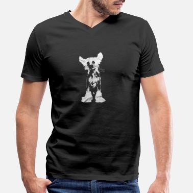 Chiński Grzywacz Pies Chiński grzywacz - Koszulka męska z dekoltem w serek