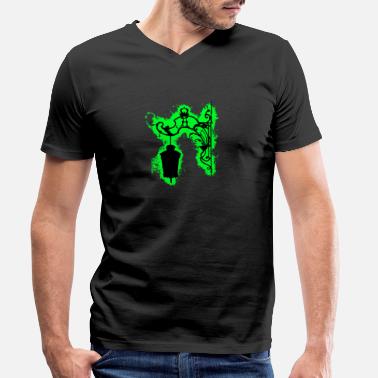 Lantern Silhouette lantern green and black outline - Men&#39;s Organic V-Neck T-Shirt
