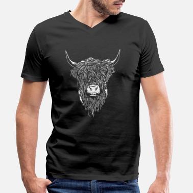 Highland Hochlandrind Hochland Rind Highland Cattle Kuh - Männer Bio T-Shirt mit V-Ausschnitt