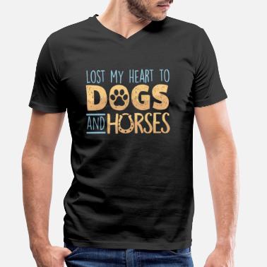 Hesteordtak Hester og hunder - T-skjorte med V-hals for menn
