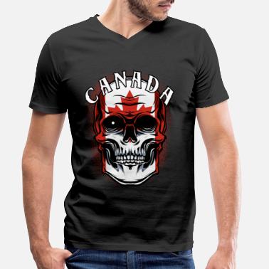 Canadian Canadian Skull | Prezent Patriot Kanady - Koszulka męska z dekoltem w serek