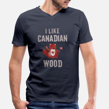 Canadian Lubię kanadyjskiego bobra kanadyjskiego - Koszulka męska z dekoltem w serek