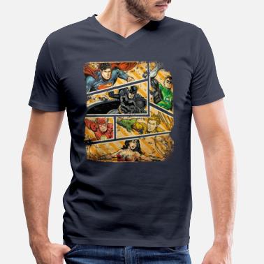 Comic DC Comics Justice League Collage - Männer Bio T-Shirt mit V-Ausschnitt