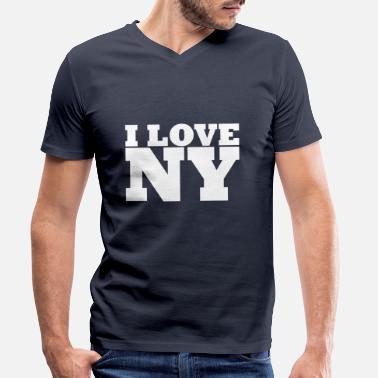 Ny NY - NYC - NEW YORK - Rakastan NY - Rakastan NY - Miesten v-aukkoinen t-paita