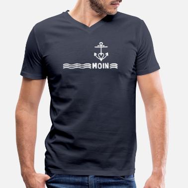 Grüßen Moin Meer Anker Norddeutsch Gruß - Männer Bio T-Shirt mit V-Ausschnitt