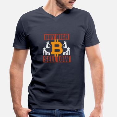 Santa Claus Bitcoin, buy high, sell low, Hodl - Men&#39;s Organic V-Neck T-Shirt