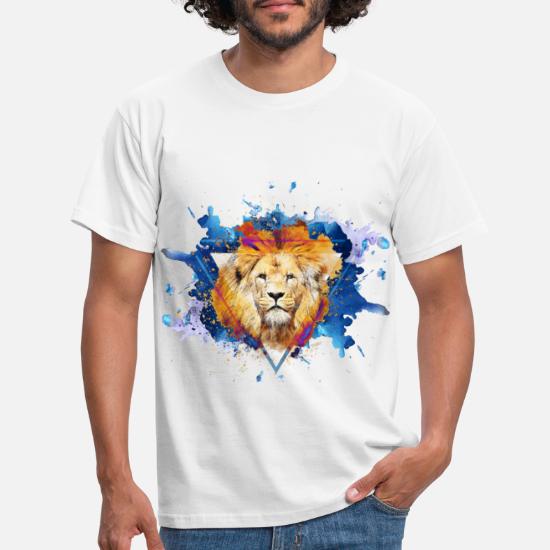 New Men Long Sleeve Shirt Gold Tiger Lion Face Paint Spill Chief Style Shirt 