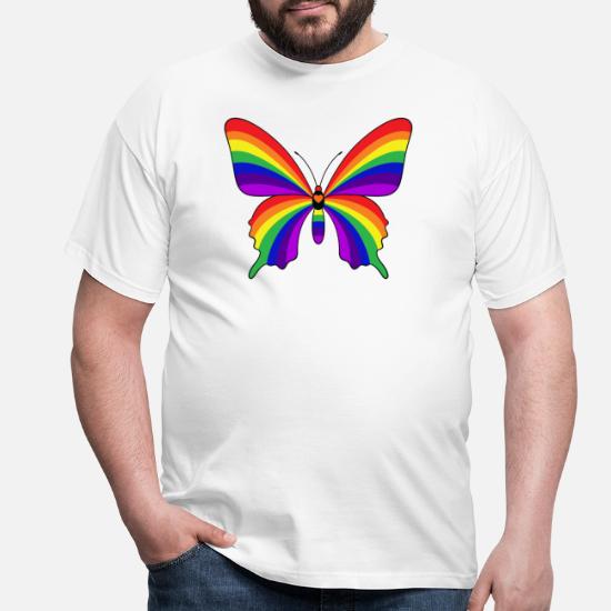 Mariposa arco iris de colores para hombres Camiseta XS-5XL